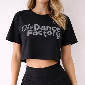 The Dance Factory Black Cropped Tee size S